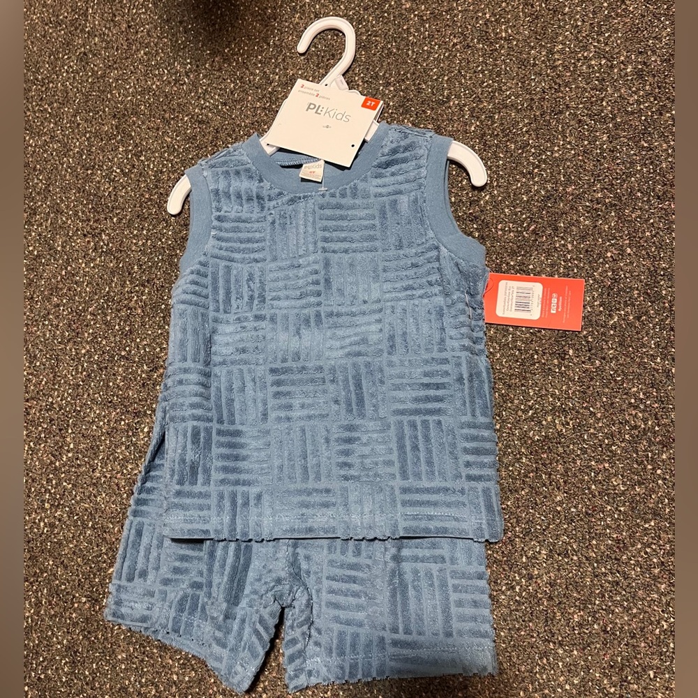 Petit Lem Textured Blue Kids Outfit
